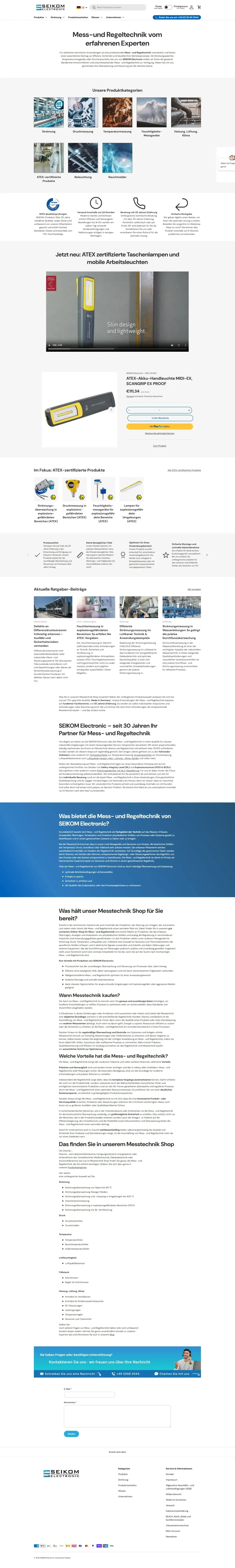 Industrie-Onlineshop — Desktop-Ansicht der Live-Site
