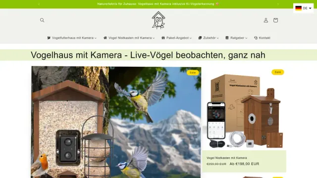 Vogelhaus mit Kamera — Shopify-Referenz